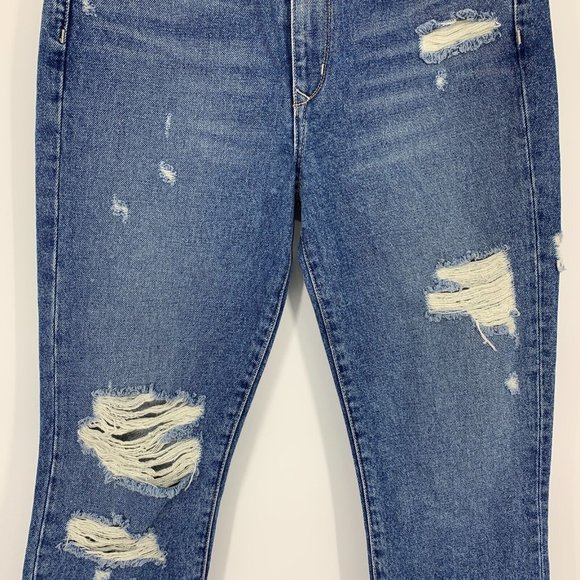 Lovers + Friends Jeans Logan High Rise Tapered Blue Distressed Hollywood - Picture 6 of 12